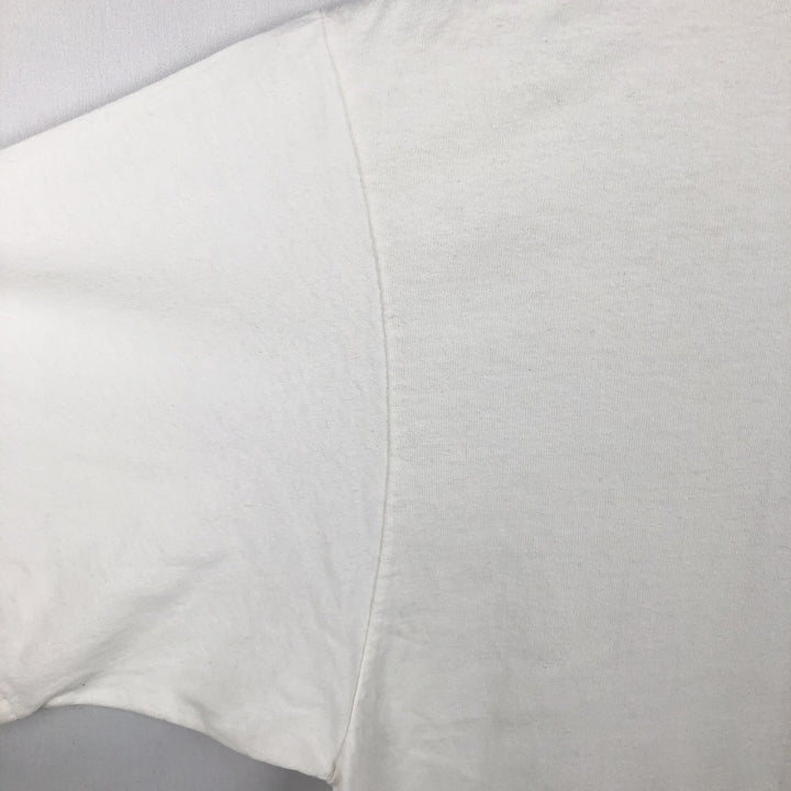 90'S Hanes Heavyweight Printed T-shirt Made in USA Men's XL Vintage cotton white type Vintage Second Hand