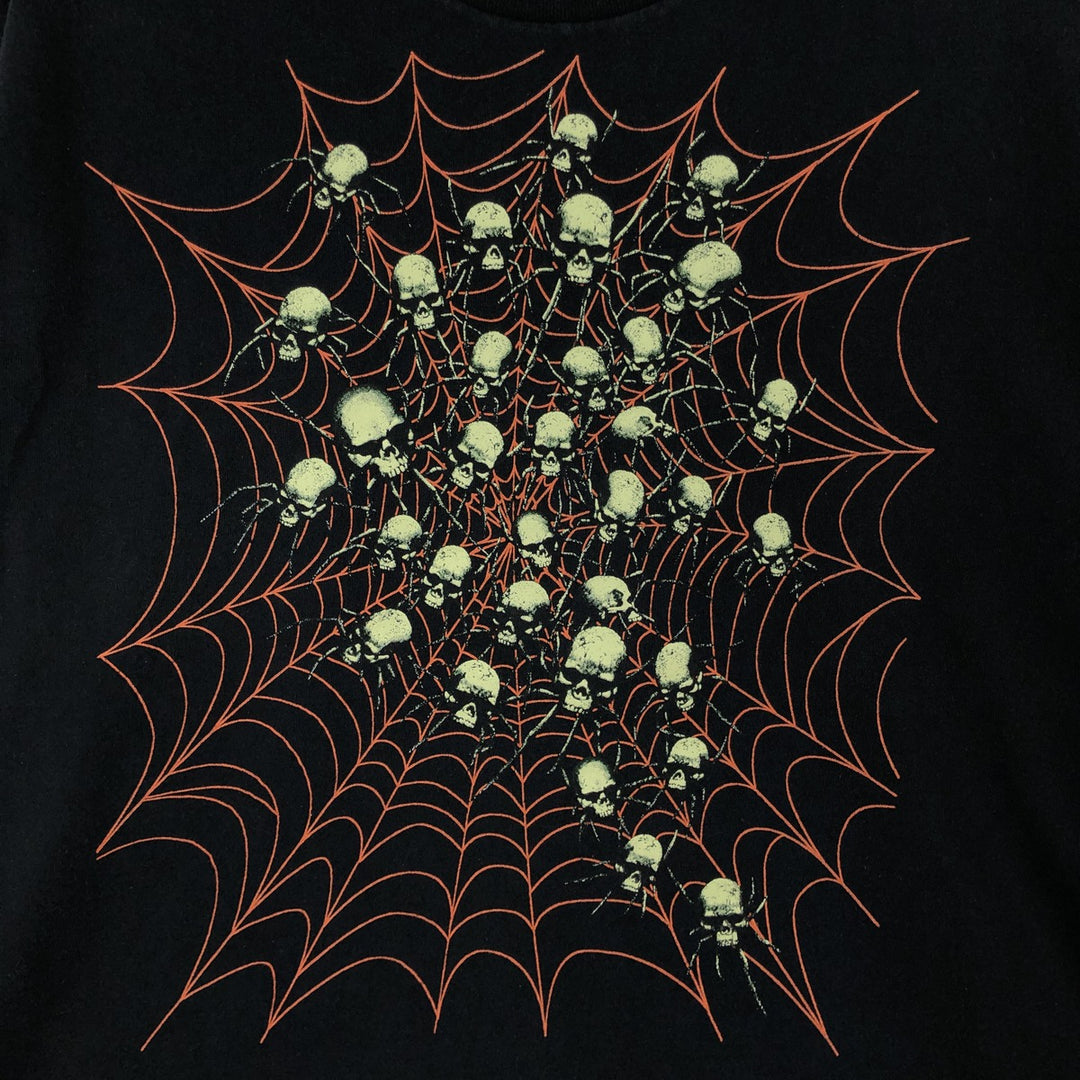 ~2000'S Blue Moon Skull Pattern Print T-Shirt, Men's XL equivalent cotton black type Vintage Second Hand