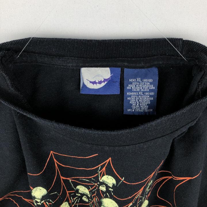 ~2000'S Blue Moon Skull Pattern Print T-Shirt, Men's XL equivalent cotton black type Vintage Second Hand