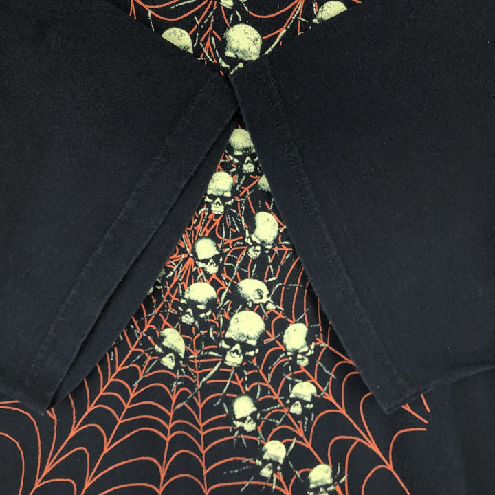 ~2000'S Blue Moon Skull Pattern Print T-Shirt, Men's XL equivalent cotton black type Vintage Second Hand