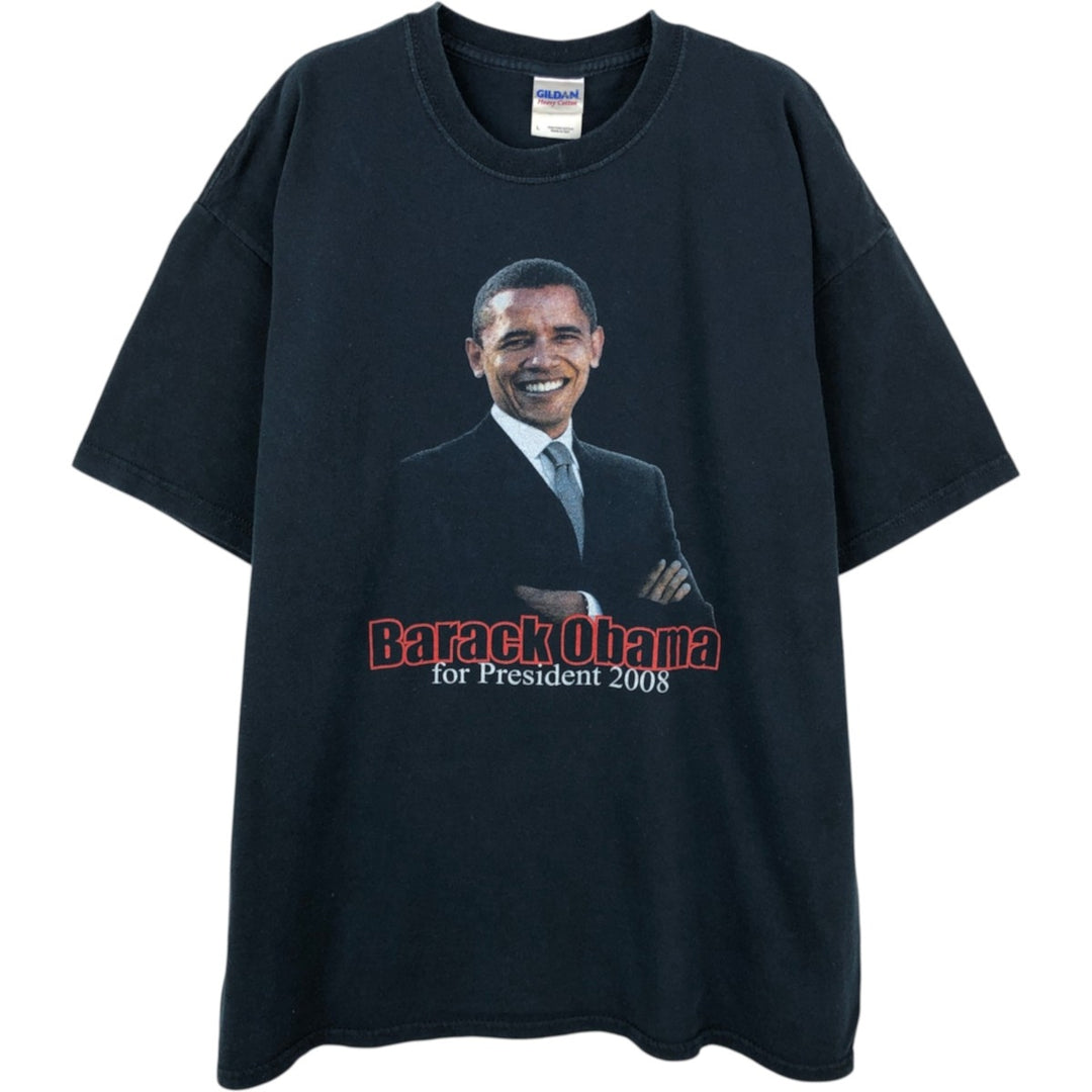 Gildan Barack Obama T-shirt (Men's size L equivalent) cotton black type Vintage Second Hand