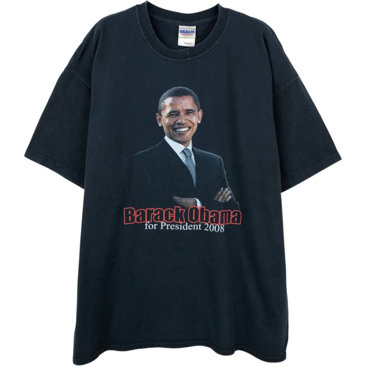Gildan Barack Obama T-shirt (Men's size L equivalent) cotton black type Vintage Second Hand