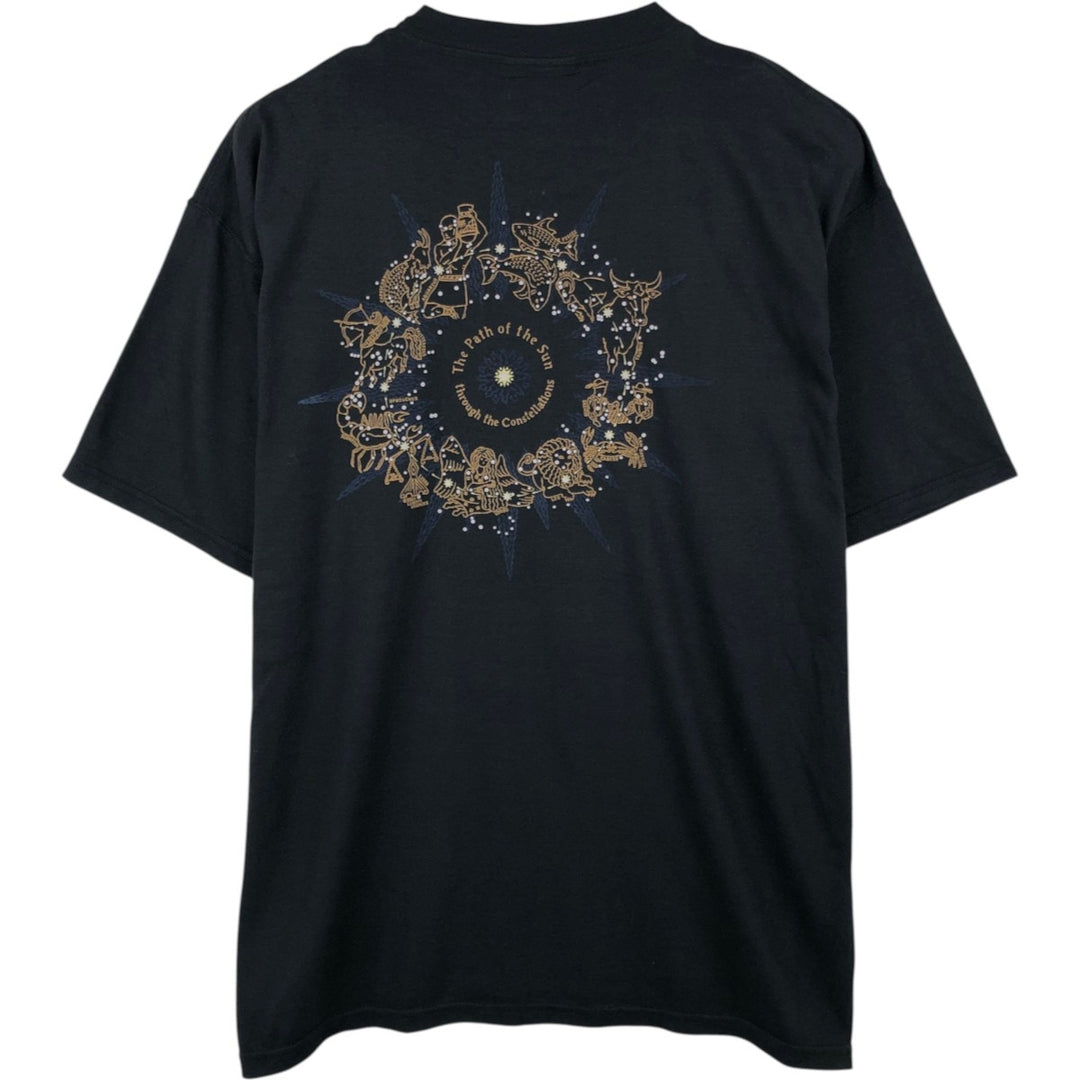 2000'S Lee Zodiac Sign Print T-Shirt, Made in USA, Men's Size L (approx.) polyester navy blue type Vintage Second Hand