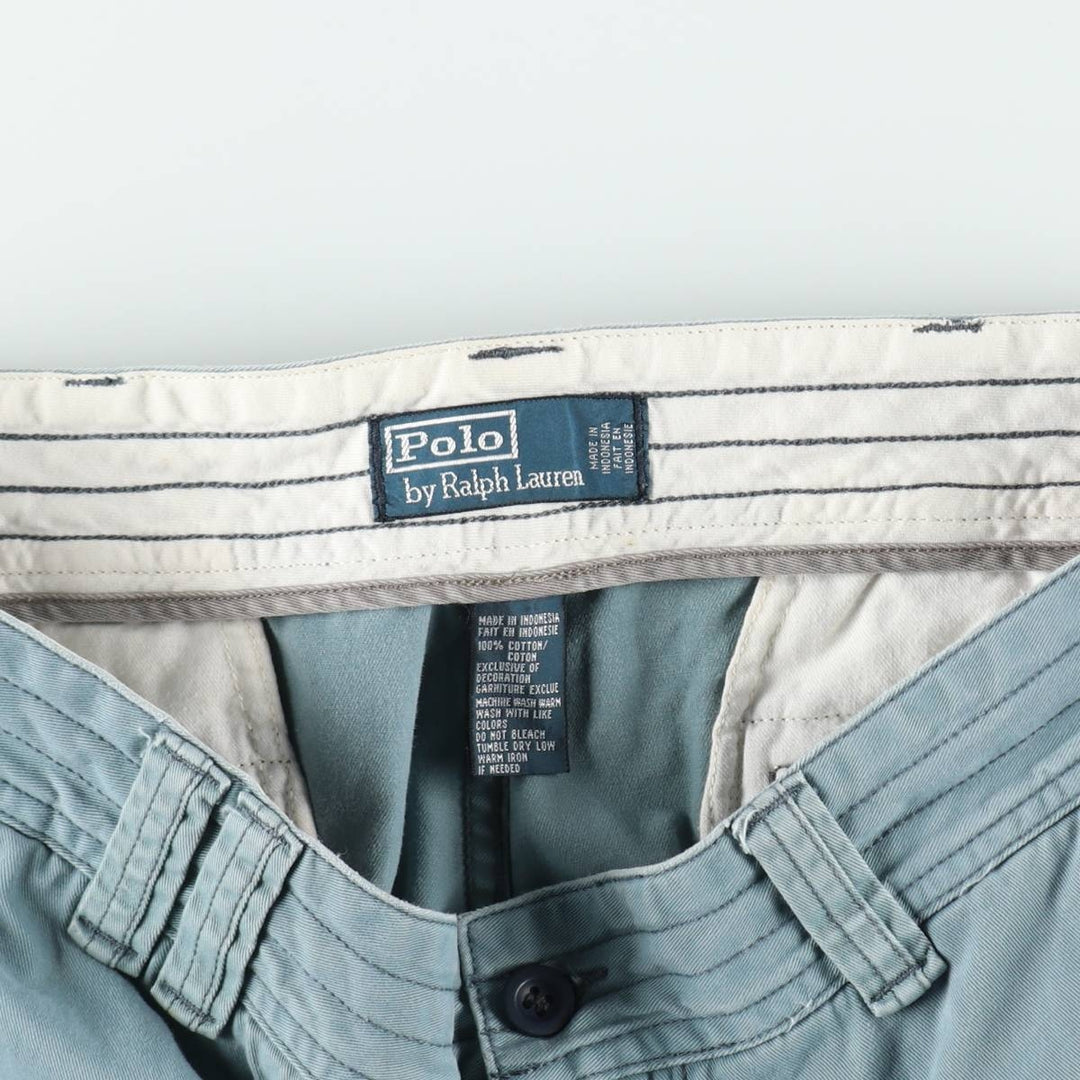 Ralph Lauren POLO by Ralph Lauren cargo shorts, men's size W39 (approx.) cotton Blue type light blue Vintage Second Hand
