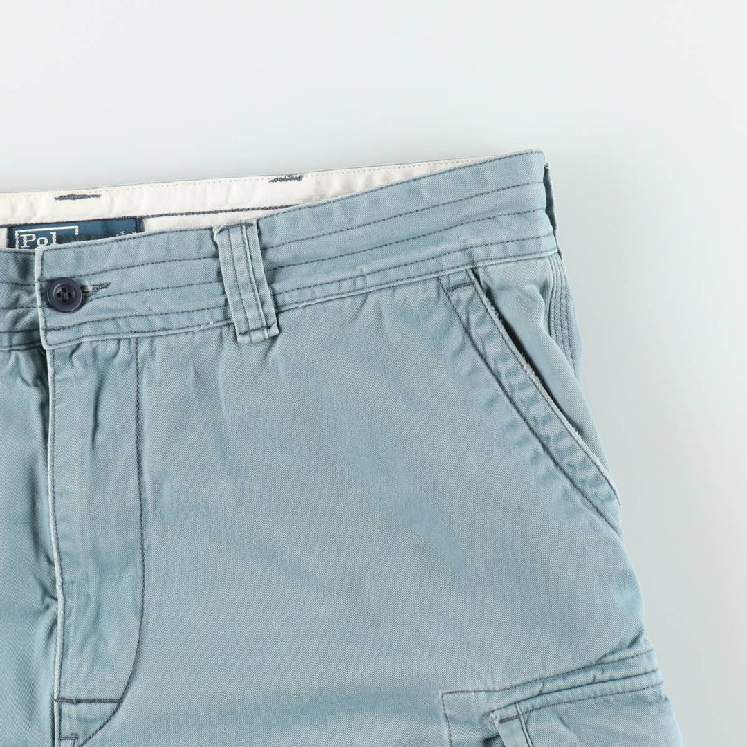 Ralph Lauren POLO by Ralph Lauren cargo shorts, men's size W39 (approx.) cotton Blue type light blue Vintage Second Hand