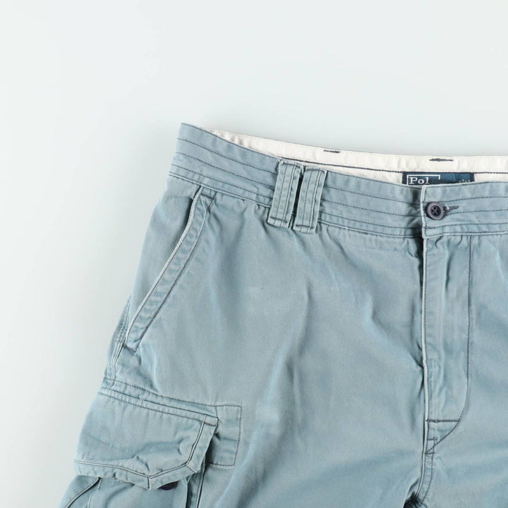 Ralph Lauren POLO by Ralph Lauren cargo shorts, men's size W39 (approx.) cotton Blue type light blue Vintage Second Hand