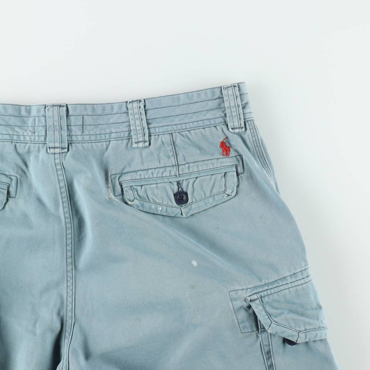 Ralph Lauren POLO by Ralph Lauren cargo shorts, men's size W39 (approx.) cotton Blue type light blue Vintage Second Hand