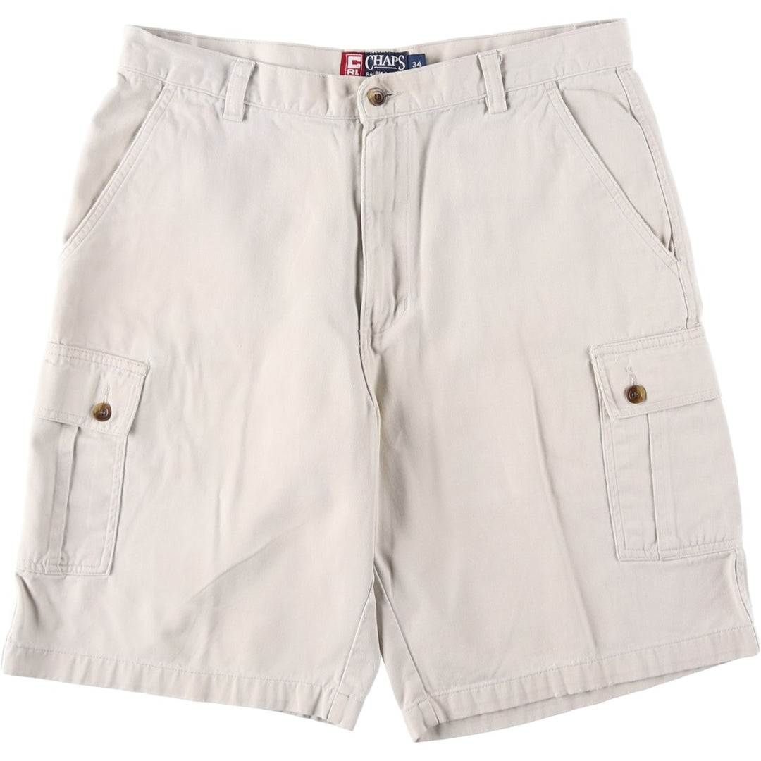 Ralph Lauren CHAPS Cargo Shorts, Men's Size W35 (approx.) cotton ivory Vintage Second Hand