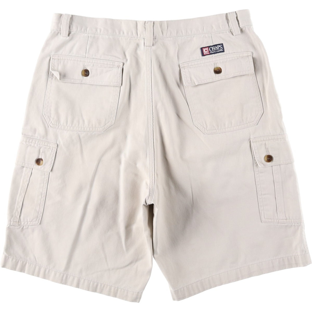 Ralph Lauren CHAPS Cargo Shorts, Men's Size W35 (approx.) cotton ivory Vintage Second Hand
