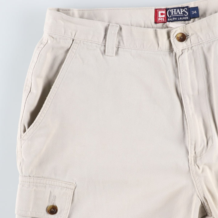 Ralph Lauren CHAPS Cargo Shorts, Men's Size W35 (approx.) cotton ivory Vintage Second Hand