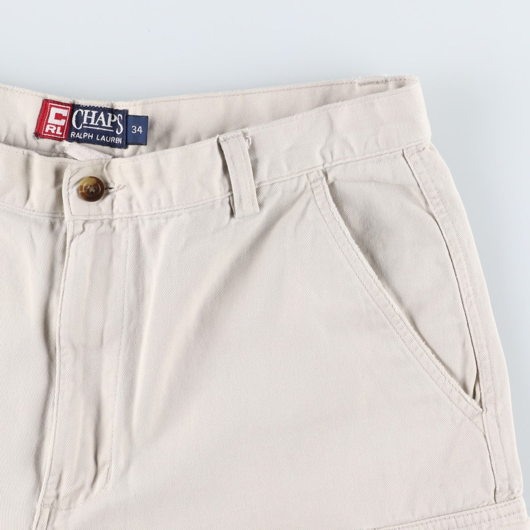 Ralph Lauren CHAPS Cargo Shorts, Men's Size W35 (approx.) cotton ivory Vintage Second Hand