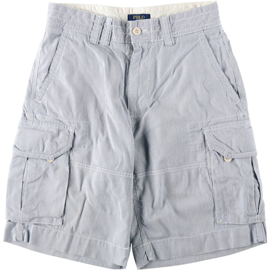 Ralph Lauren POLO RALPH LAUREN Stripe Pattern Cargo Shorts, Men's Size W31 (approx.) cotton navy blue type Vintage Second Hand