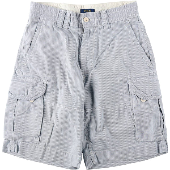 Ralph Lauren POLO RALPH LAUREN Stripe Pattern Cargo Shorts, Men's Size W31 (approx.) cotton navy blue type Vintage Second Hand