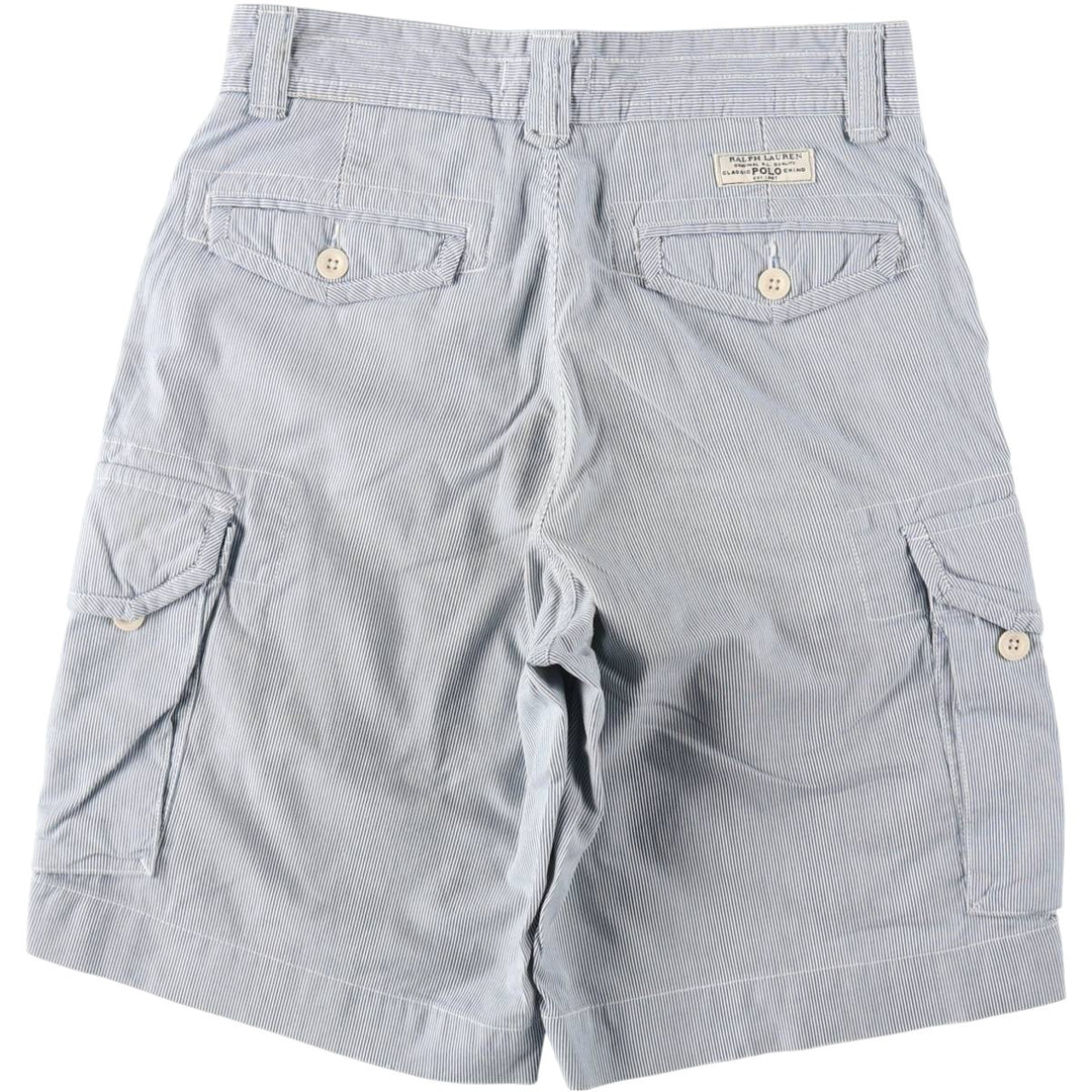 Ralph Lauren POLO RALPH LAUREN Stripe Pattern Cargo Shorts, Men's Size W31 (approx.) cotton navy blue type Vintage Second Hand