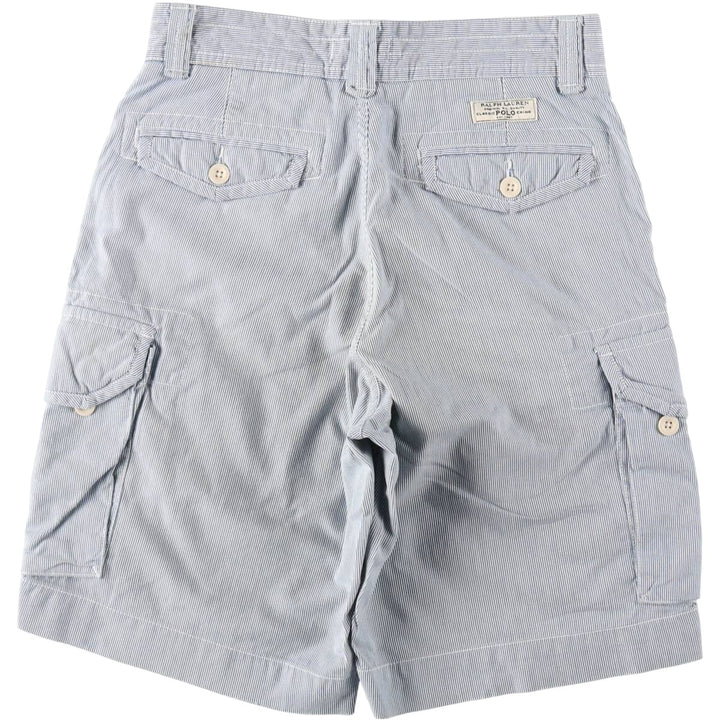 Ralph Lauren POLO RALPH LAUREN Stripe Pattern Cargo Shorts, Men's Size W31 (approx.) cotton navy blue type Vintage Second Hand