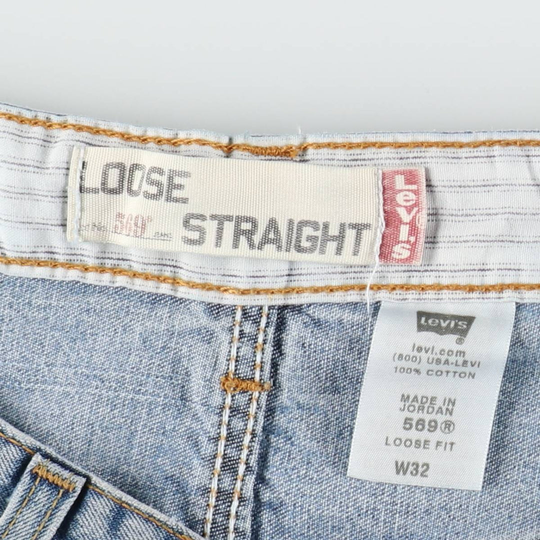 Levi's 569 LOOSE STRAIGHT denim shorts, half pants, jorts, men's w34 equivalent cotton blue type Vintage Second Hand