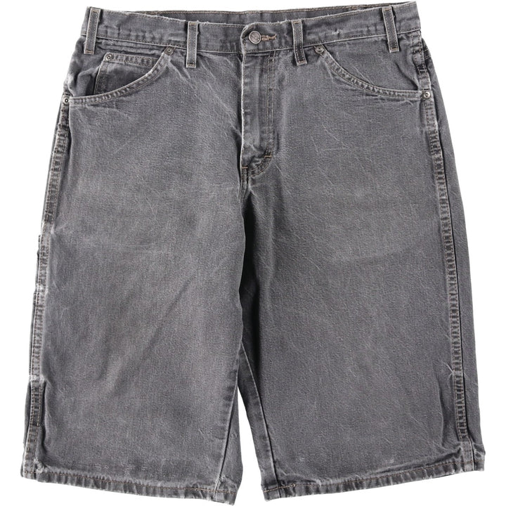 Dickies Black Denim Painter Shorts, Men's Size W34 (approx.) cotton gray type Vintage Second Hand