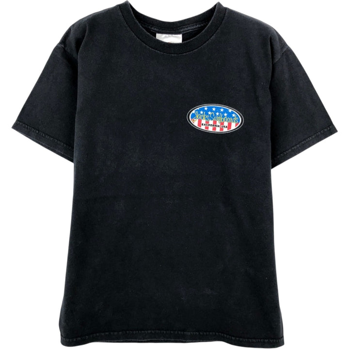 90s-00'S JACKS SURFBOARDS printed American flag advertising T-shirt, Made in USA, Men's size S (approx.) cotton black type Vintage Second Hand