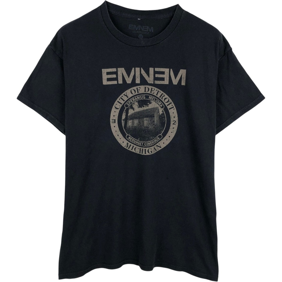Eminem print rap t-shirt, men's size L. cotton black type Vintage Second Hand