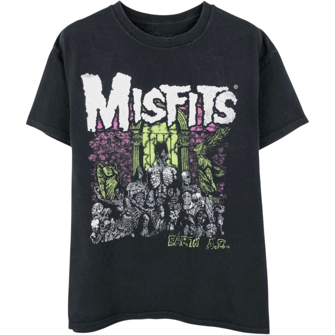 MISFITS Skull Pattern Band T-shirt, Men's M size cotton black type Vintage Second Hand
