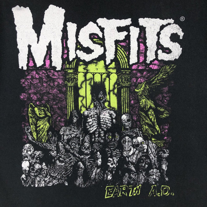 MISFITS Skull Pattern Band T-shirt, Men's M size cotton black type Vintage Second Hand