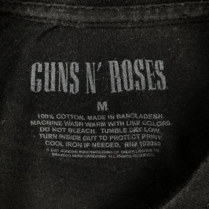 Guns N' Roses Skull Pattern Band T-shirt, Men's M size cotton black type Vintage Second Hand