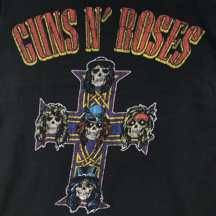 Guns N' Roses Skull Pattern Band T-shirt, Men's M size cotton black type Vintage Second Hand