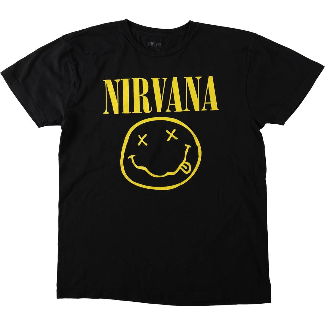 NIRVANA Nirvana Band T-shirt, Band T, Men's L size cotton black type Vintage Second Hand