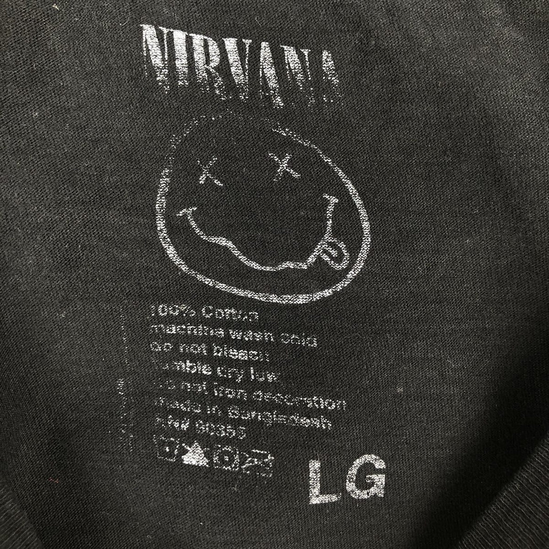 NIRVANA Nirvana Band T-shirt, Band T, Men's L size cotton black type Vintage Second Hand