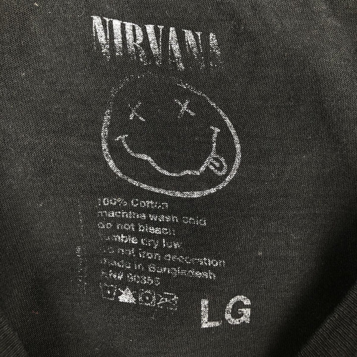 NIRVANA Nirvana Band T-shirt, Band T, Men's L size cotton black type Vintage Second Hand