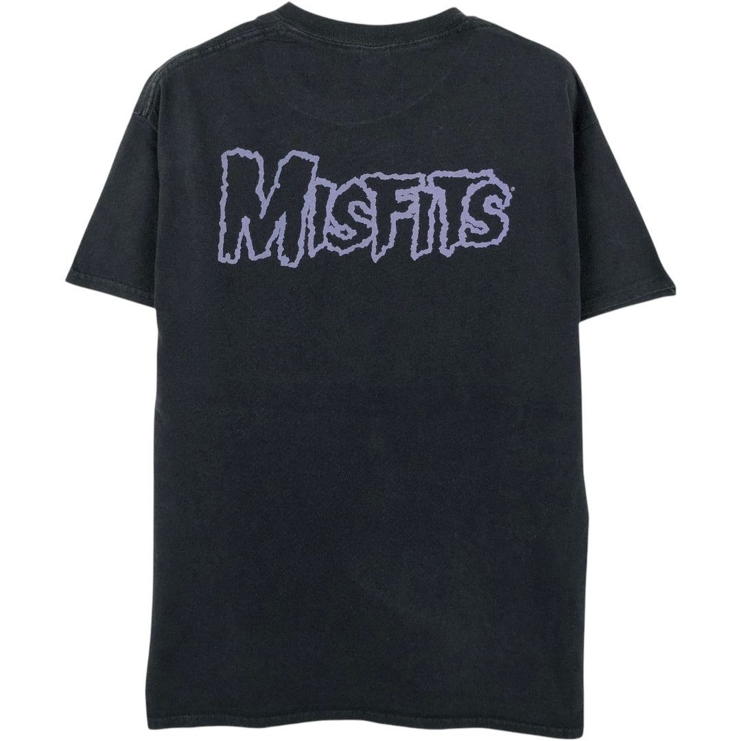 Gildan Misfits Skull Pattern Band T-shirt, Men's M size cotton black type Vintage Second Hand