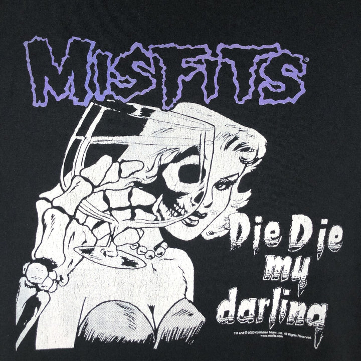 Gildan Misfits Skull Pattern Band T-shirt, Men's M size cotton black type Vintage Second Hand