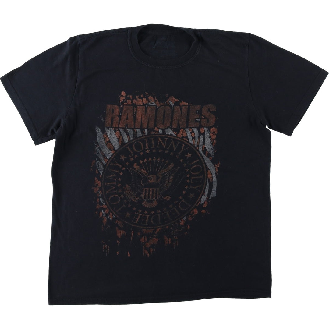 RAMONES Eagle Pattern Band T-Shirt (Men's Size M) cotton black type Vintage Second Hand