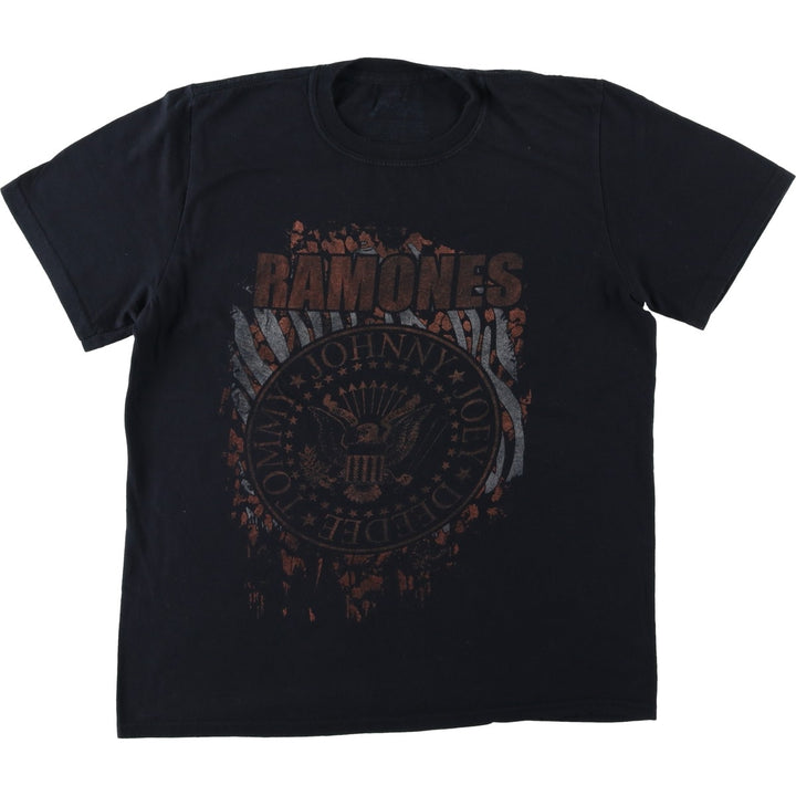 RAMONES Eagle Pattern Band T-Shirt (Men's Size M) cotton black type Vintage Second Hand