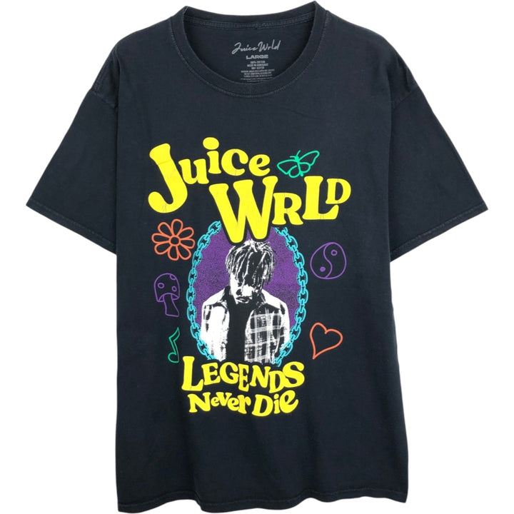 JUICE WRLD Juice World Rap T-shirt Rap T Men's L size cotton black type Vintage Second Hand
