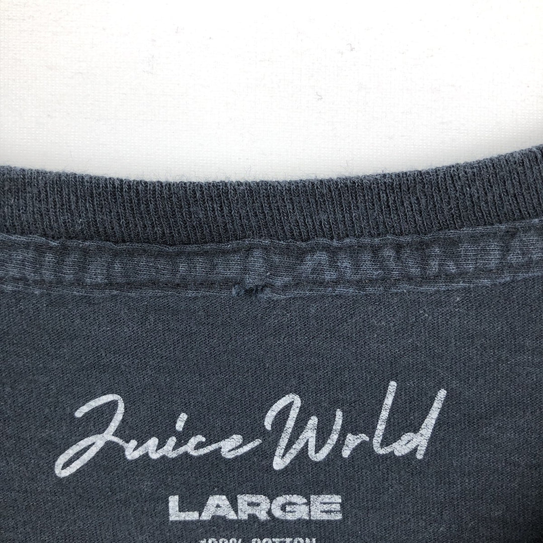 JUICE WRLD Juice World Rap T-shirt Rap T Men's L size cotton black type Vintage Second Hand
