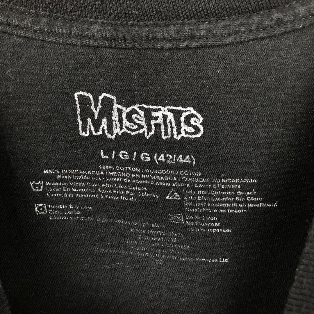 MISFITS Skull Pattern Band T-Shirt (Men's Size L, Short Sleeve) cotton black type Vintage Second Hand