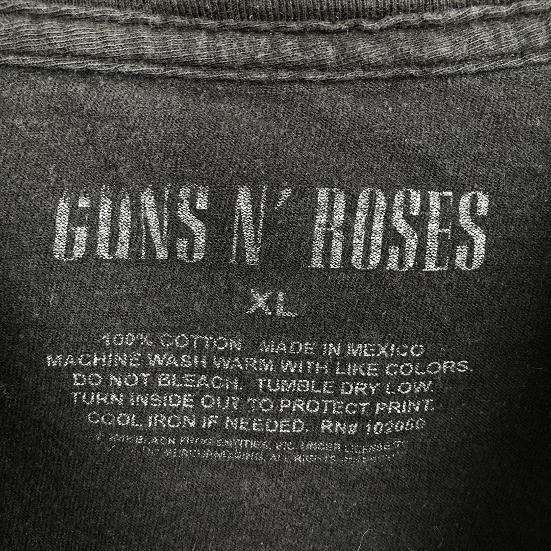 GUNS N' ROSES Skull Pattern Band T-shirt, Men's XL size cotton black type Vintage Second Hand
