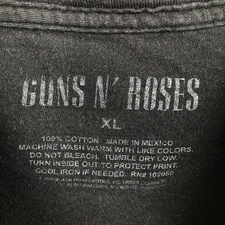 GUNS N' ROSES Skull Pattern Band T-shirt, Men's XL size cotton black type Vintage Second Hand