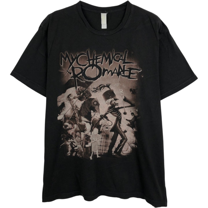 MY CHEMICAL ROMANCE Skull Pattern Band T-Shirt (Men's Size L) unclear black type Vintage Second Hand