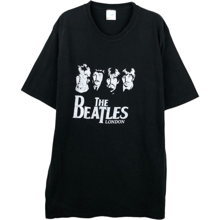 famona THE BEATLES Band T-shirt (Men's size L) cotton black type Vintage Second Hand