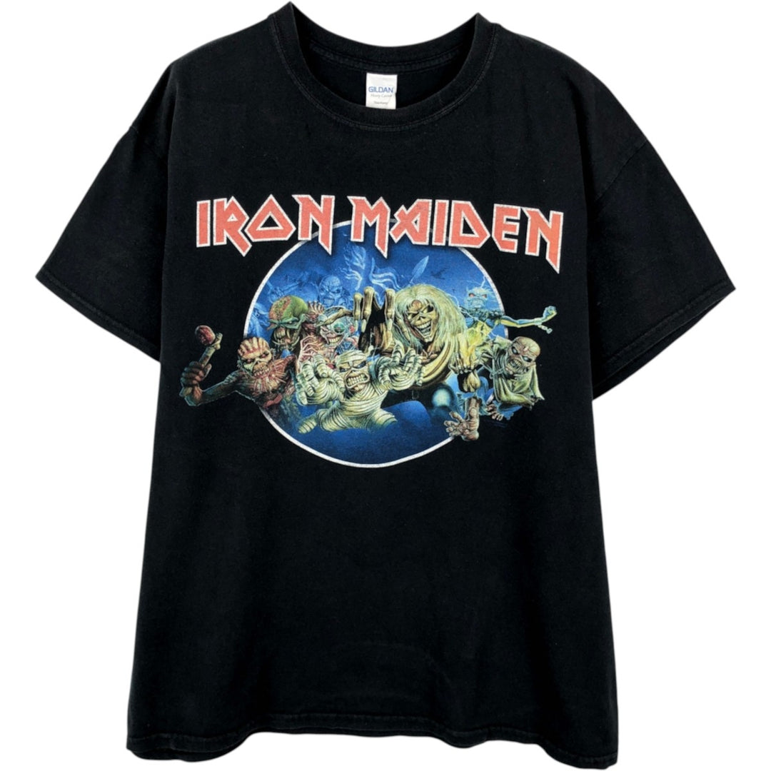 Gildan Iron Maiden Band T-Shirt, Men's L Size cotton black type Vintage Second Hand