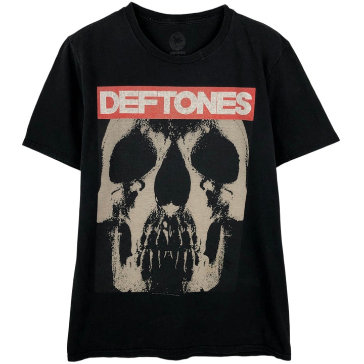 DEFTONES Skull Pattern Band T-Shirt (Men's Size S) unclear black type Vintage Second Hand