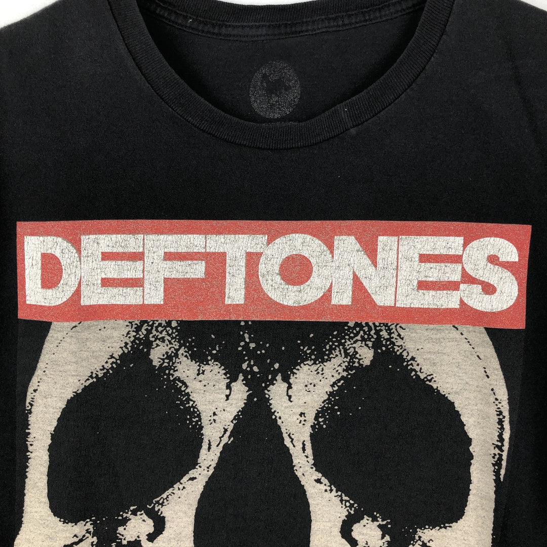 DEFTONES Skull Pattern Band T-Shirt (Men's Size S) unclear black type Vintage Second Hand