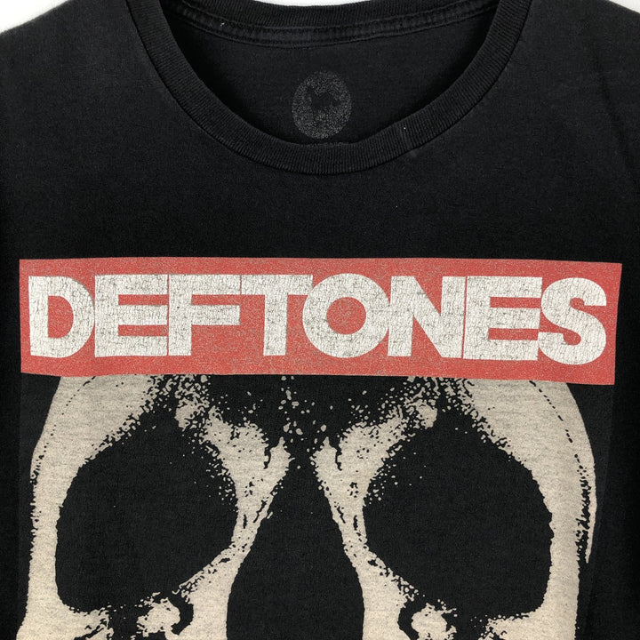 DEFTONES Skull Pattern Band T-Shirt (Men's Size S) unclear black type Vintage Second Hand