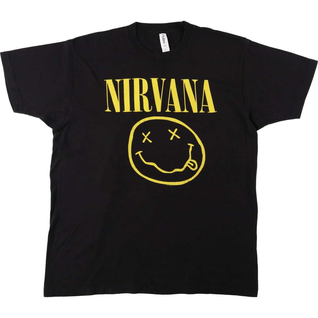TULTEX NIRVANA Nirvana Band T-shirt, Band T, Men's Size L cotton black type Vintage Second Hand