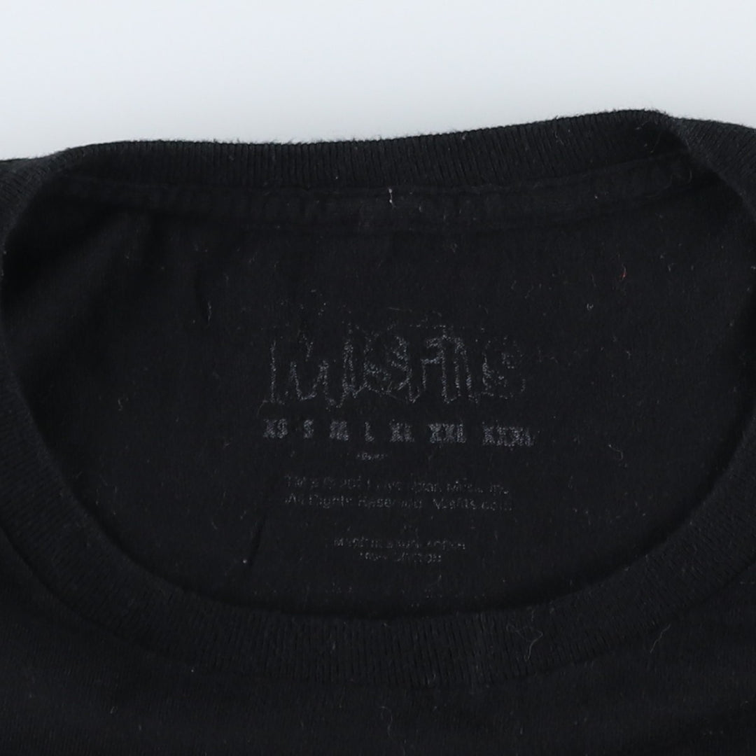 MISFITS Skull Pattern Band T-shirt, Men's L size cotton black type Vintage Second Hand