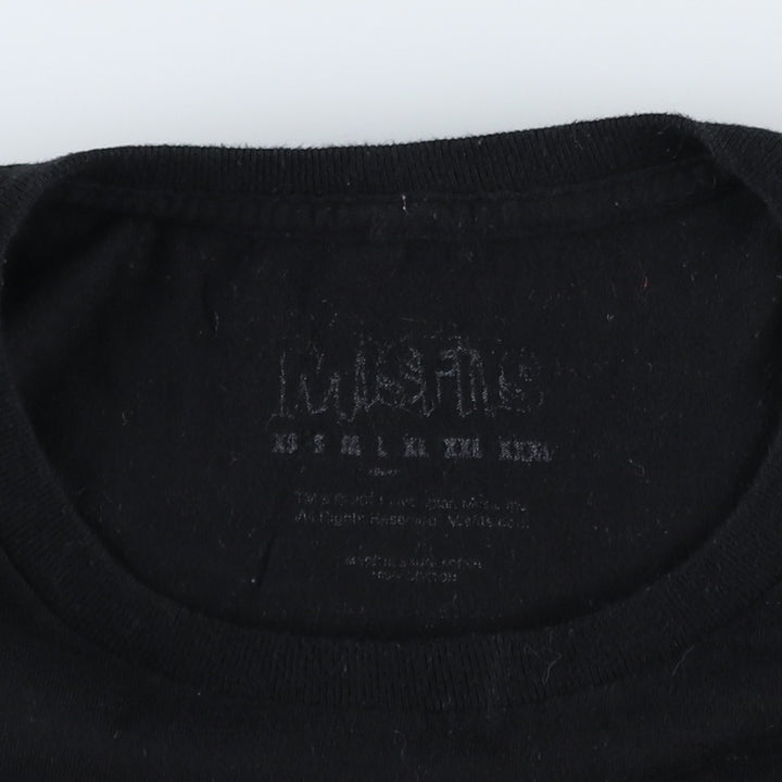 MISFITS Skull Pattern Band T-shirt, Men's L size cotton black type Vintage Second Hand