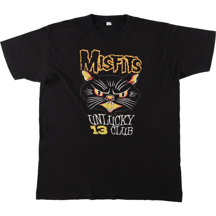 MISFITS Cat Pattern Band T-Shirt (Men's Size L) unclear black type Vintage Second Hand