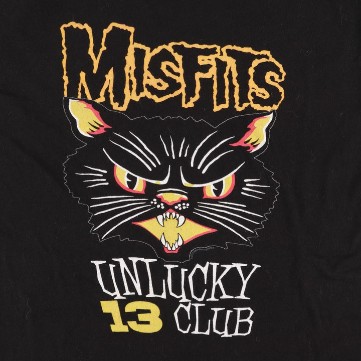 MISFITS Cat Pattern Band T-Shirt (Men's Size L) unclear black type Vintage Second Hand